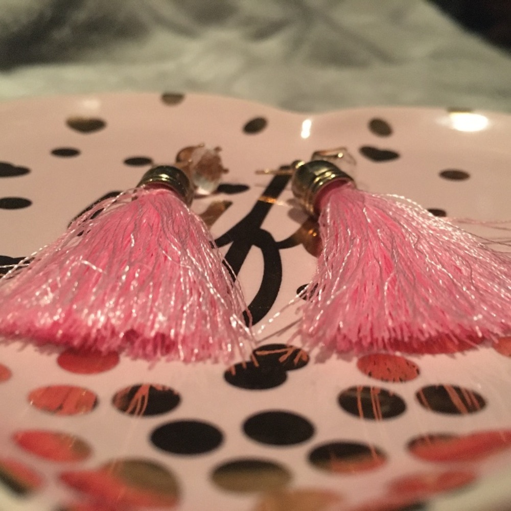 Pink 1 inch tassel earrings